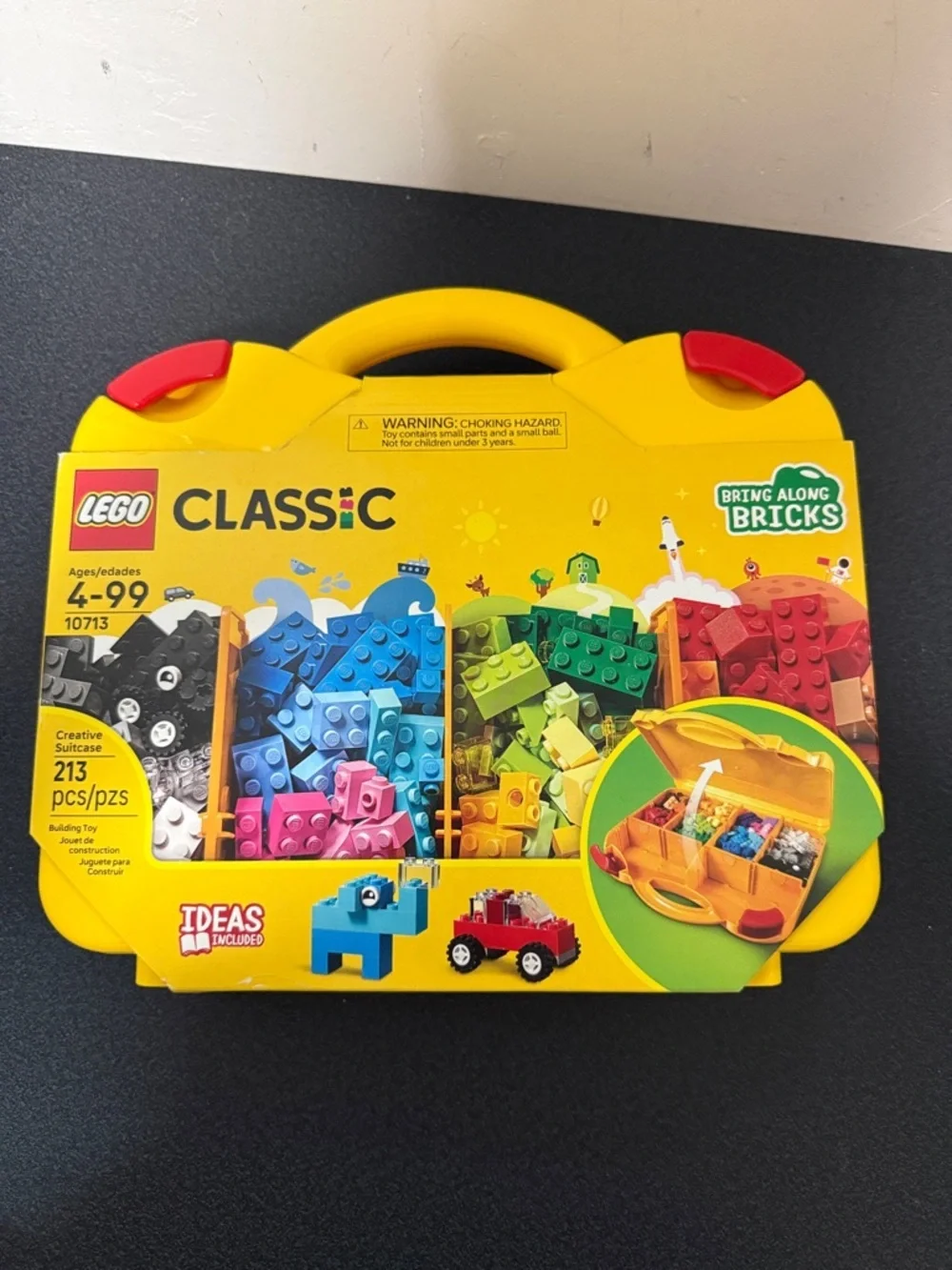 Lego Classic Carrying Case – Yellow with Blue, Green, Red, Pink, Black, White